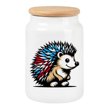 Hedgehog - Cookie Jar with Wooden Lid - white - Front