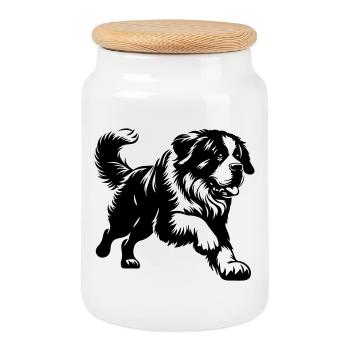Saint Bernard - Cookie Jar with Wooden Lid - white - Front