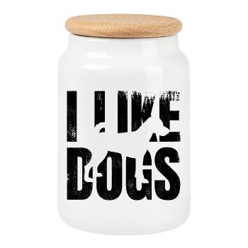 I like dogs - Cookie Jar with Wooden Lid - white - Front
