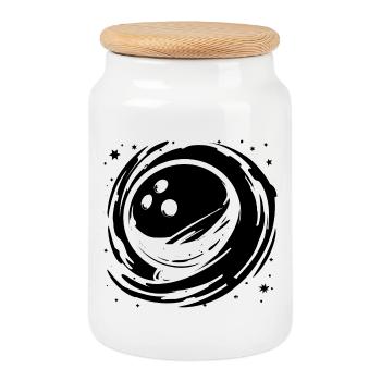 Graphiques de bowling - Boîte à biscuits avec couvercle en bois - blanc - Devant
