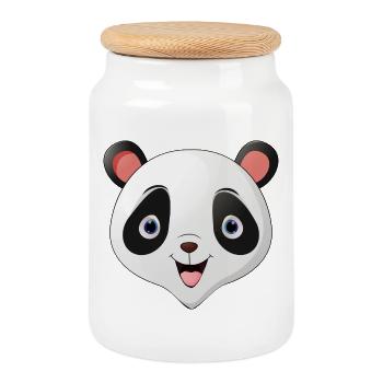 Panda face - Keksdose mit Holzdeckel - Weiß - Vorne