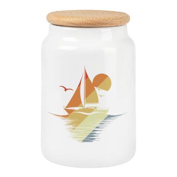 Voile Vintage Graphique - Boîte à biscuits avec couvercle en bois - blanc - Devant