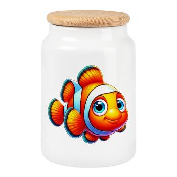 Clownfish - Cookie Jar with Wooden Lid - white - Front