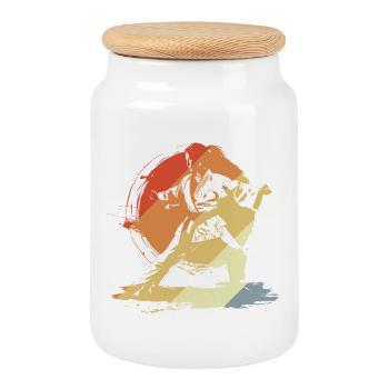 Karaté Fille Croquis Vintage - Boîte à biscuits avec couvercle en bois - blanc - Devant