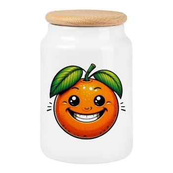Orange Orange - Boîte à biscuits avec couvercle en bois - blanc - Devant