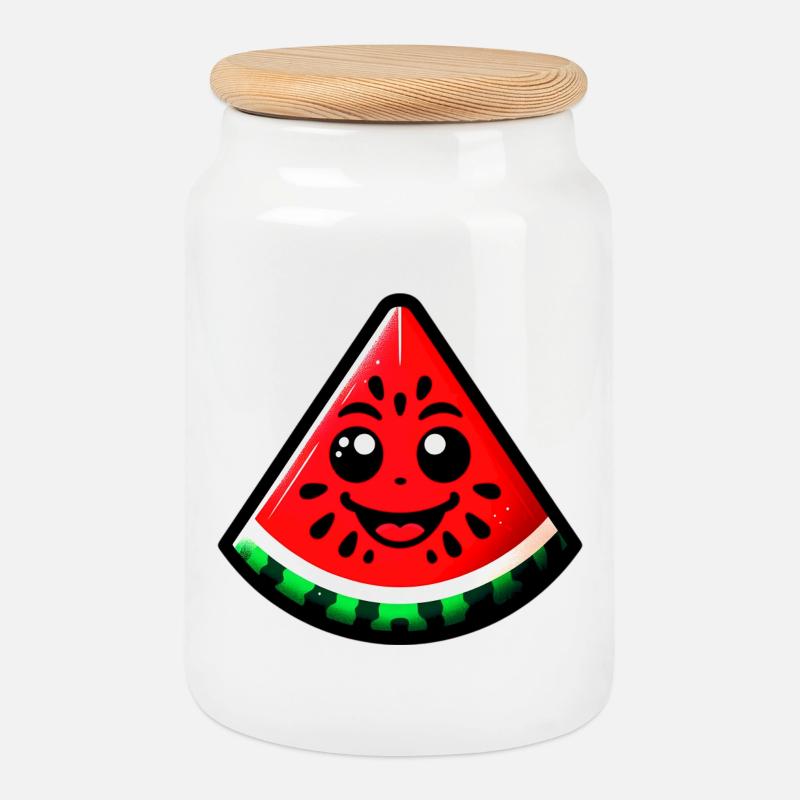 Wassermelone - Keksdose mit Holzdeckel - Weiß