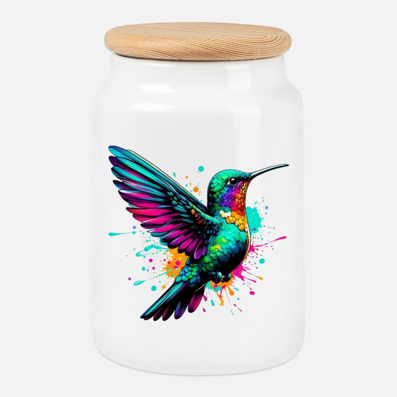 Kolibri - Keksdose mit Holzdeckel - Weiß