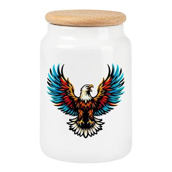 Aigle - Boîte à biscuits avec couvercle en bois - blanc - Devant