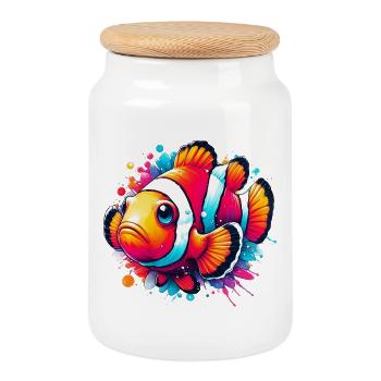 Clownfish - Cookie Jar with Wooden Lid - white - Front