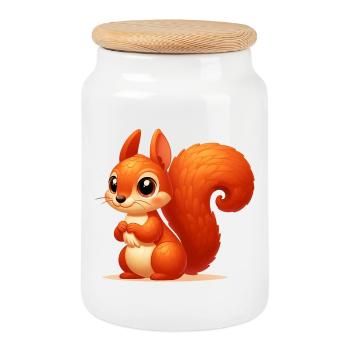 Écureuil - Boîte à biscuits avec couvercle en bois - blanc - Devant