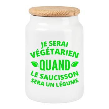 végétarien, végan, vegan, végan humour - Boîte à biscuits avec couvercle en bois - blanc - Devant