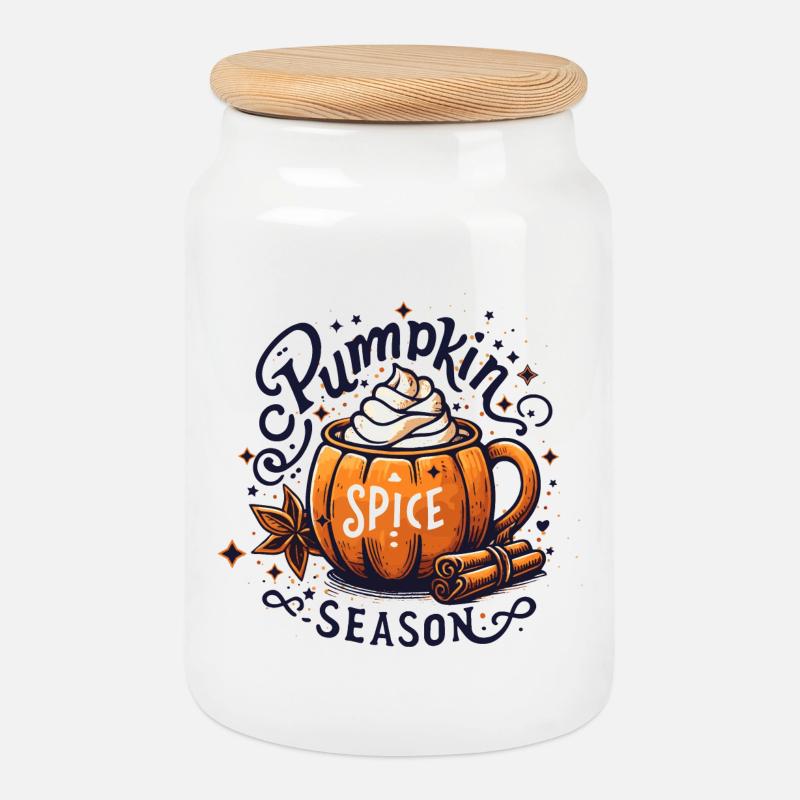 Pumpkin Spice Season: Der Geschmack des Herbstes - Keksdose mit Holzdeckel - Weiß