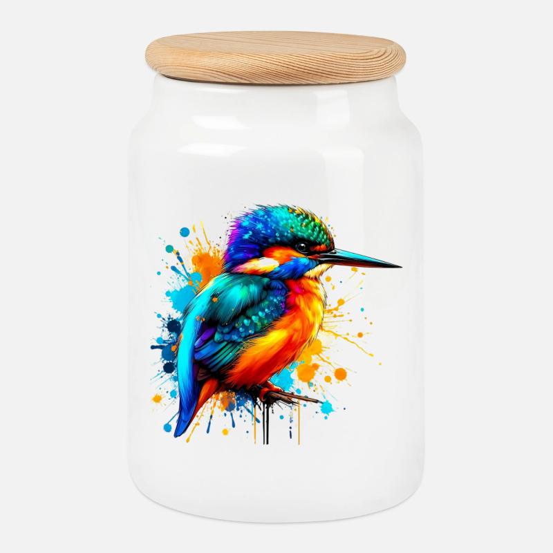 Eisvogel - Keksdose mit Holzdeckel - Weiß
