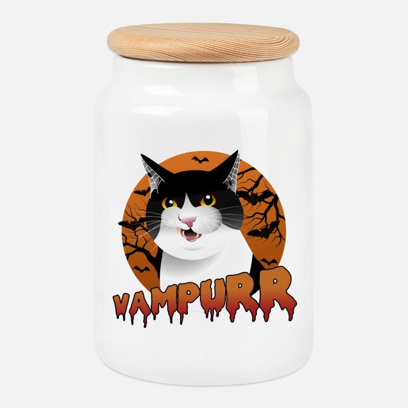Vampurr: Die schnurrfektive Halloween-Katze mit Biss - Keksdose mit Holzdeckel - Weiß