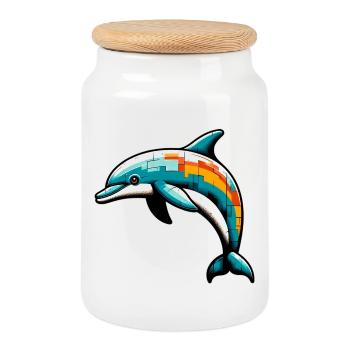 Dolphin - Cookie Jar with Wooden Lid - white - Front