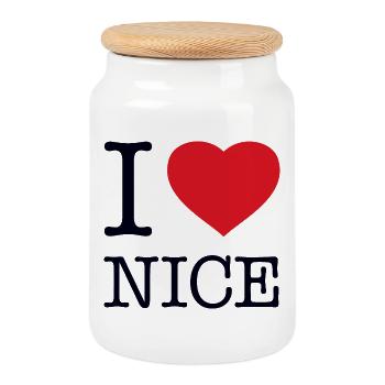 I LOVE NICE Nizza - Keksdose mit Holzdeckel - Weiß - Vorne