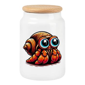 Bernard-l'ermite - Boîte à biscuits avec couvercle en bois - blanc - Devant