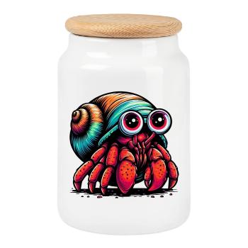Bernard-l'ermite - Boîte à biscuits avec couvercle en bois - blanc - Devant