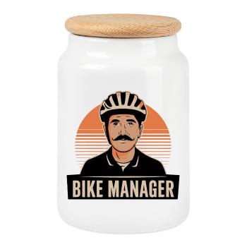 Portrait rétro du gestionnaire de motos - Boîte à biscuits avec couvercle en bois - blanc - Devant