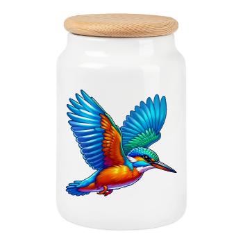 Martin-pêcheur - Boîte à biscuits avec couvercle en bois - blanc - Devant