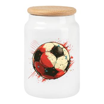 Fußball Grafik - Keksdose mit Holzdeckel - Weiß - Vorne