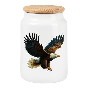 Eagle - Cookie Jar with Wooden Lid - white - Front