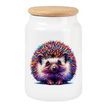 Igel - Keksdose mit Holzdeckel - Weiß - Vorne