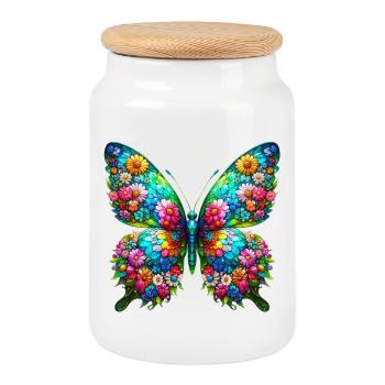 Schmetterling - Keksdose mit Holzdeckel - Weiß - Vorne
