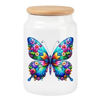 Schmetterling - Keksdose mit Holzdeckel - Weiß - Vorne