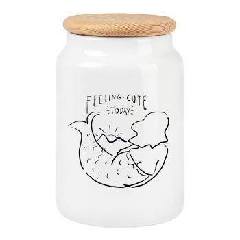 Feeling cute mermaid - Keksdose mit Holzdeckel - Weiß - Vorne