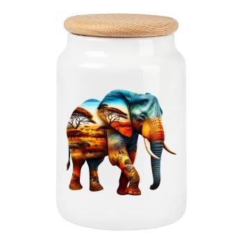 Elefant - Keksdose mit Holzdeckel - Weiß - Vorne