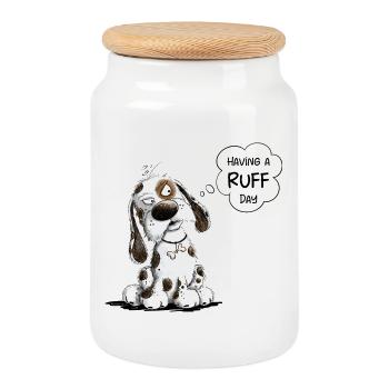 Nope Dog Saying Having A Ruff Day - Cookie Jar with Wooden Lid - white - Front
