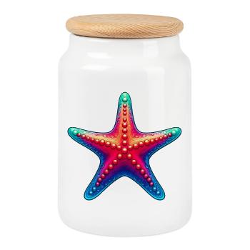 Étoile de mer - Boîte à biscuits avec couvercle en bois - blanc - Devant
