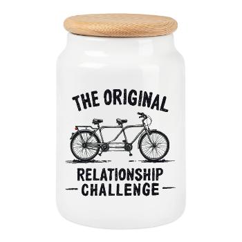 Tandem Challenge Funny Bicycle Design - Keksdose mit Holzdeckel - Weiß - Vorne