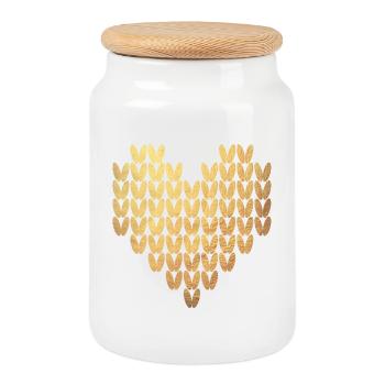 Herz stricken Muster Gold exklusiv Liebe Winter - Keksdose mit Holzdeckel - Weiß - Vorne