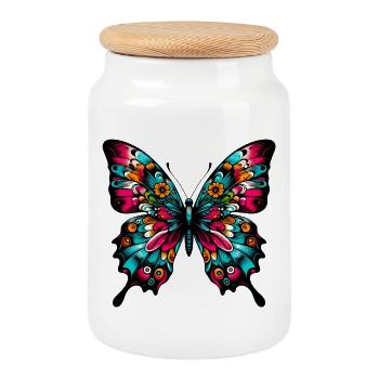 Schmetterling - Keksdose mit Holzdeckel - Weiß - Vorne