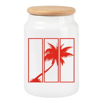Vue sur les vacances (rouge) - Boîte à biscuits avec couvercle en bois - blanc - Devant