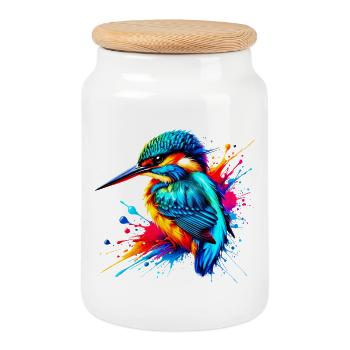 Martin-pêcheur - Boîte à biscuits avec couvercle en bois - blanc - Devant