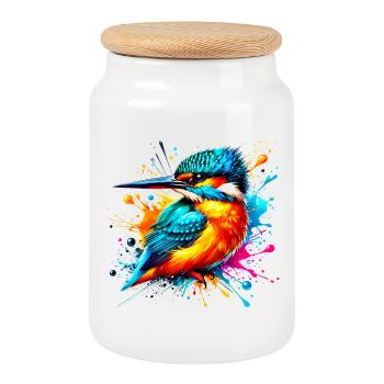 Martin-pêcheur - Boîte à biscuits avec couvercle en bois - blanc - Devant