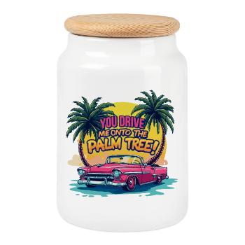 Denglisch Du bringst mich auf die Palme Funny - Keksdose mit Holzdeckel - Weiß - Vorne