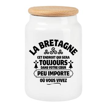 Bretagne, Breton, celte, je suis Breton - Boîte à biscuits avec couvercle en bois - blanc - Devant