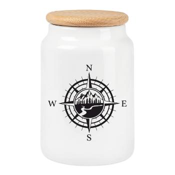 Mountains - Adventure Awaits - Cookie Jar with Wooden Lid - white - Front