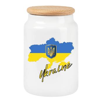 Ukrainischer Stolz, Ukrainische Flagge - Keksdose mit Holzdeckel - Weiß - Vorne