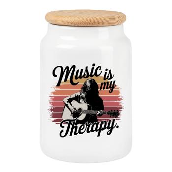 Music is My Therapy clef les amateurs de musique et - Boîte à biscuits avec couvercle en bois - blanc - Devant
