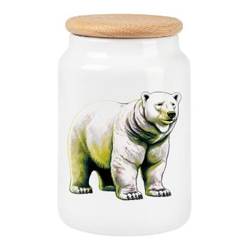 Weißer Eisbär - Keksdose mit Holzdeckel - Weiß - Vorne