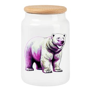 Weißer Eisbär - Keksdose mit Holzdeckel - Weiß - Vorne