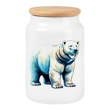 Weißer Eisbär - Keksdose mit Holzdeckel - Weiß - Vorne