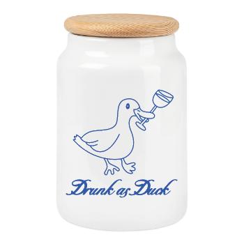 Drunk as Duck – Funny Drinking Word Game - Cookie Jar with Wooden Lid - white - Front