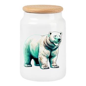 Weißer Eisbär - Keksdose mit Holzdeckel - Weiß - Vorne