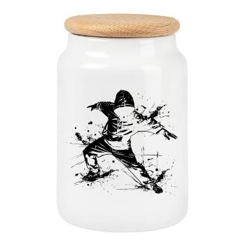 Breakdancer Graffiti - Cookie Jar with Wooden Lid - white - Front